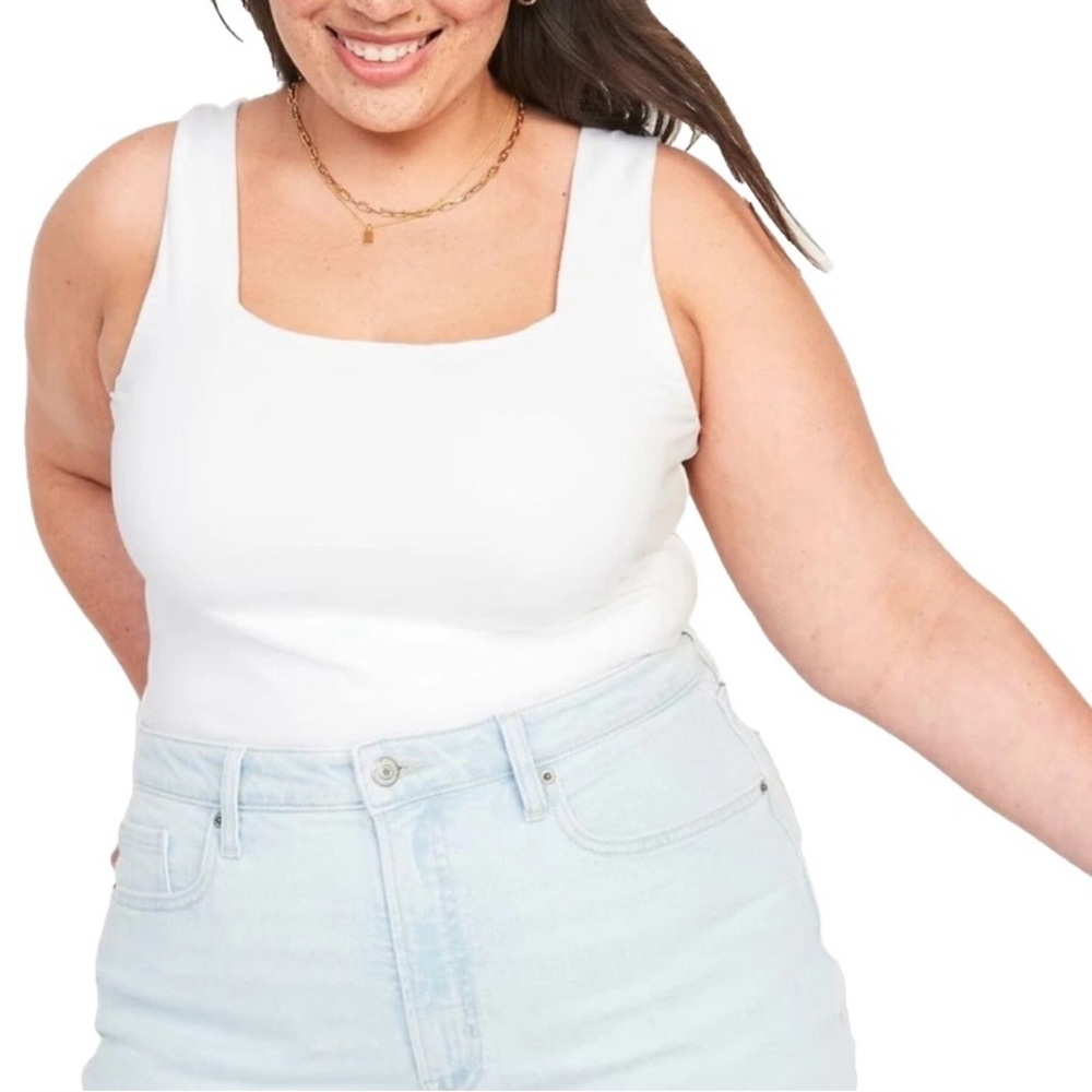 EUC Old Navy White Square Neck Bodysuit XL